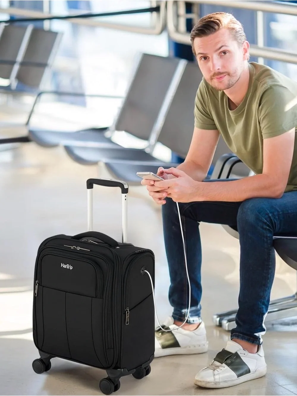 16 Inch Underseat Carry On Luggage with Wheels Softside Small Suitcases